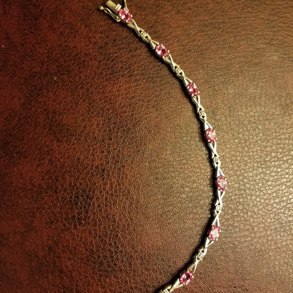 Silver and  Pink Sapphire bracelet